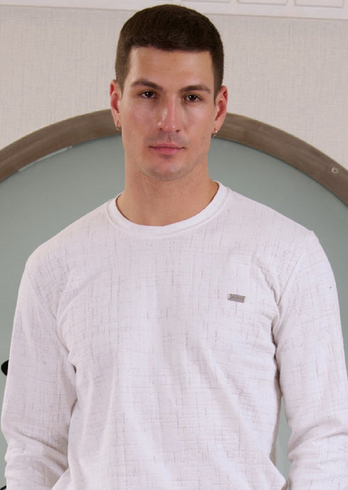 White Wall Effect Knit Sweater