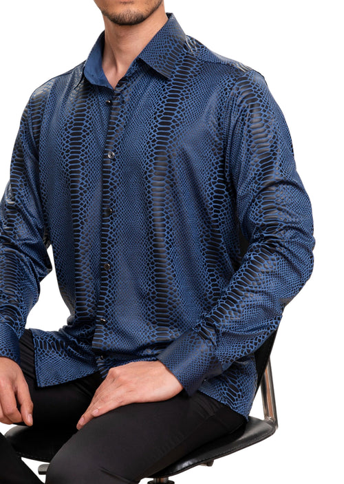 Blue Alligator Suede Shirt