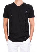 Black Contrast Sequin Knit Tee