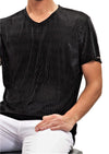 Black Wave Velvet V-neck Tee