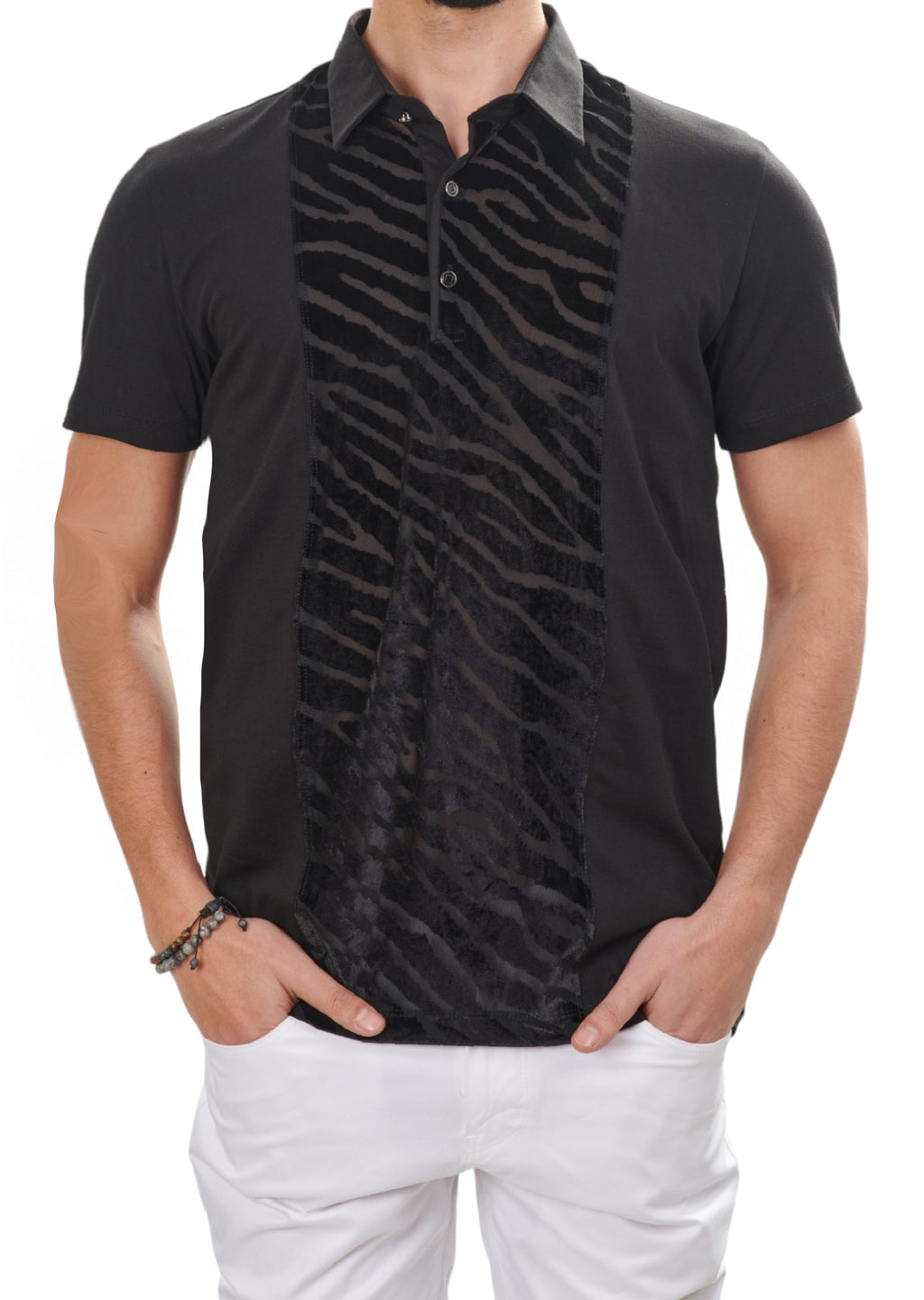 zebra print polo shirt