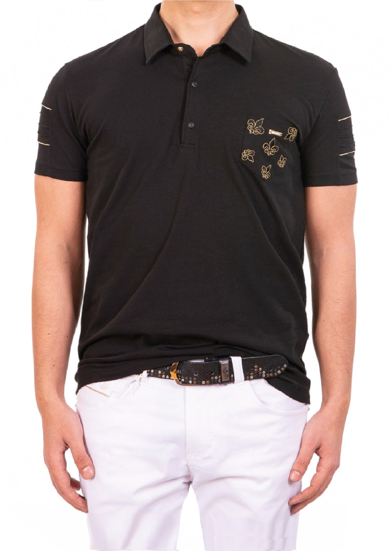 Black Gold Fleur De Lis  Polo