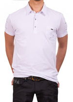 White Silver Fleur De Lis  Polo