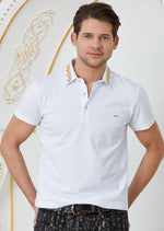 White Gold Collar Embroidery Polo