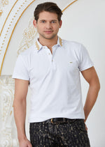 White Gold Collar Embroidery Polo