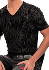 Black Leopard Velvet V-neck Tee