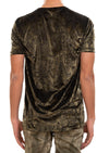 Green Paisley Velvet V-neck Tee