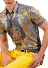 Gold Foil Baroque Print Polo