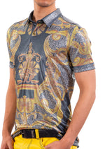 Gold Foil Baroque Print Polo