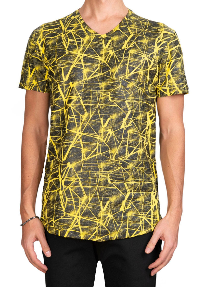 Yellow Foiled "Mirror" Knit Tee
