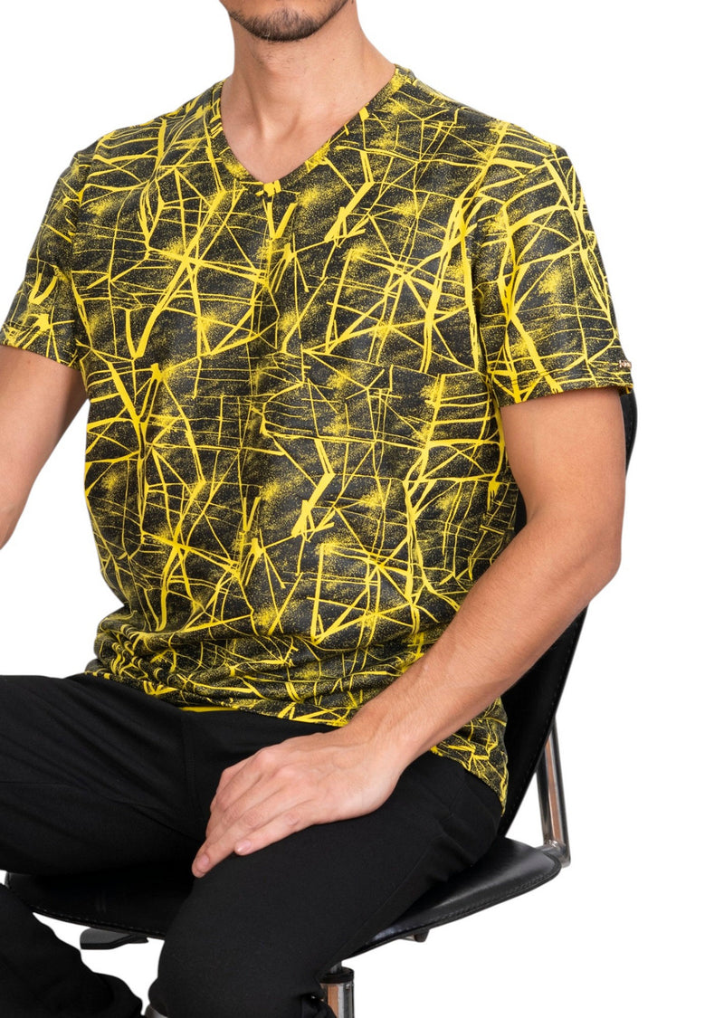 Yellow Foiled "Mirror" Knit Tee
