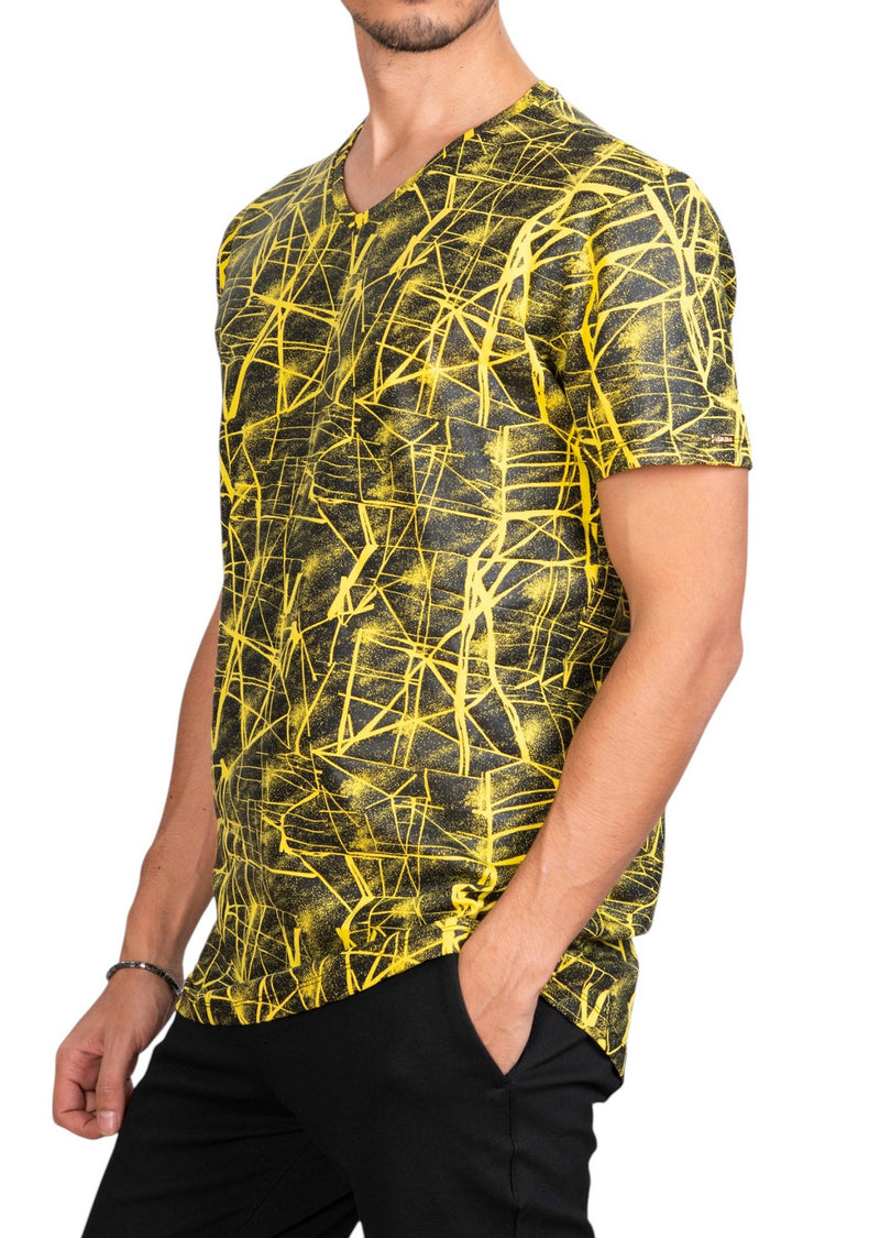 Yellow Foiled "Mirror" Knit Tee