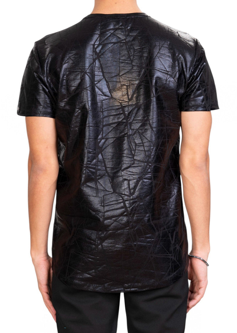 Black Foiled "Mirror" Knit Tee