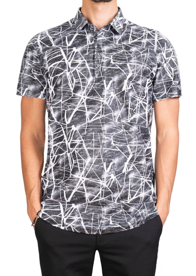 White Foiled "Mirror" Knit Polo