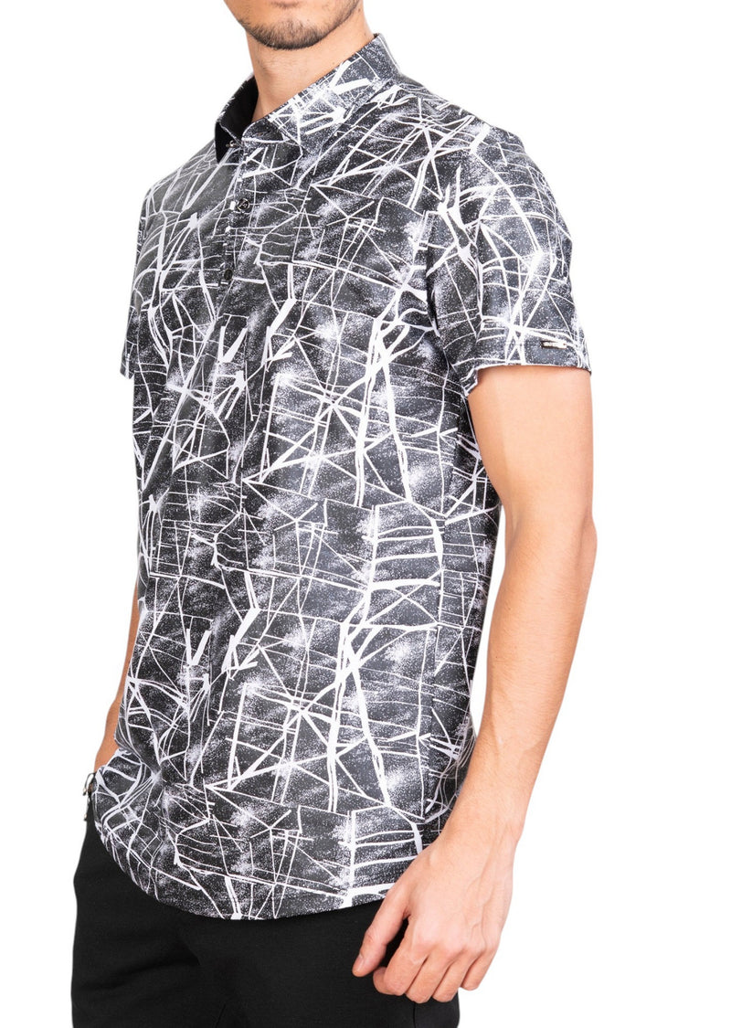 White Foiled "Mirror" Knit Polo
