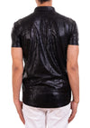 Black Foiled "Mirror" Knit Polo