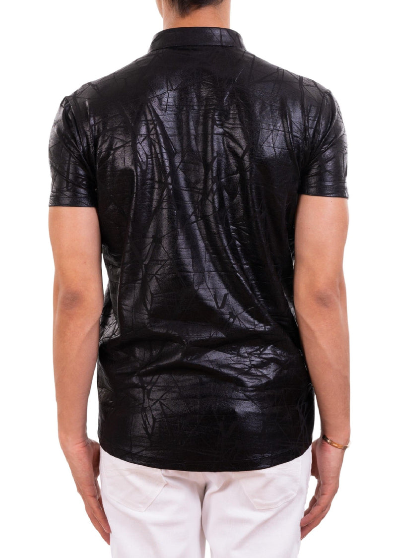 Black Foiled "Mirror" Knit Tee