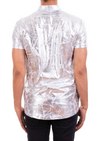 Silver Foiled "Mirror" Knit Tee