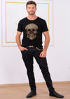 Black Gold Skull Rhinestone Tee