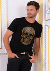 Black Gold Skull Rhinestone Tee