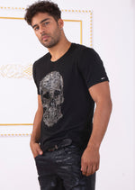 Black Silver Skull Rhinestone Tee