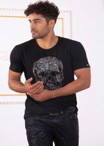 Black Silver Skull Rhinestone Tee