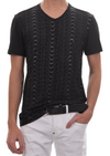 Black Silver Wave Silicon Studded Tee