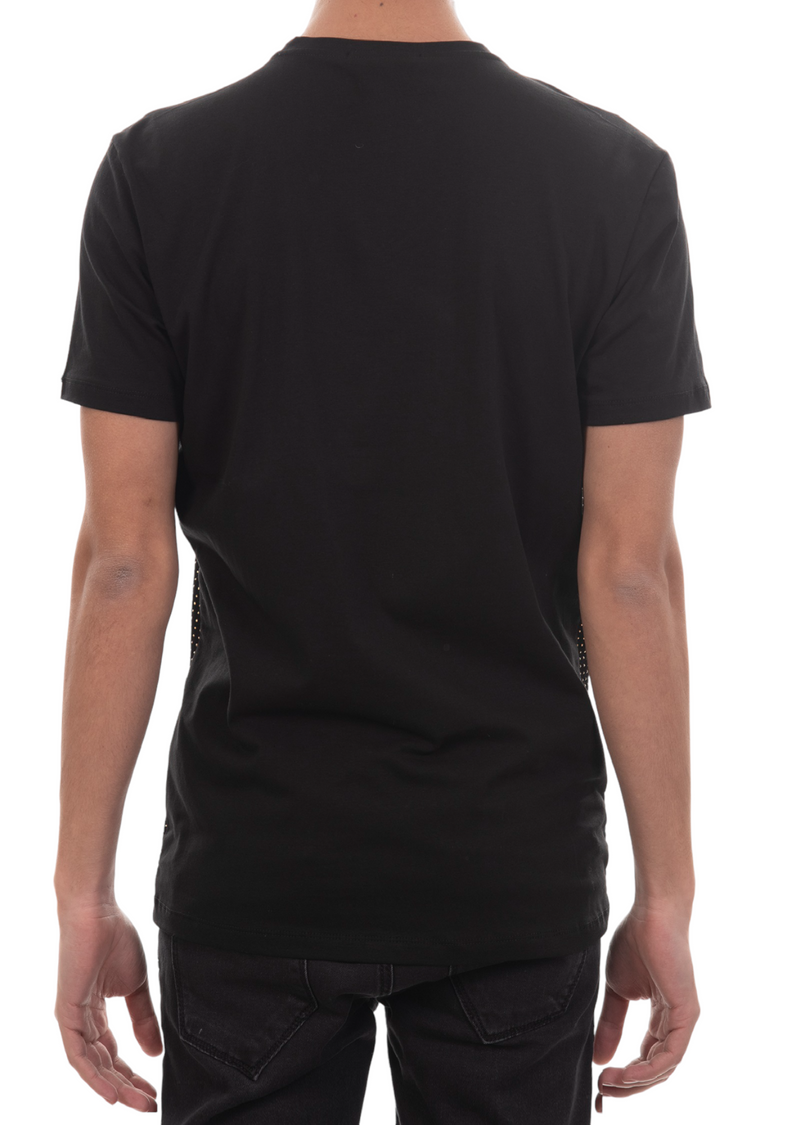 Black Round Silicon Studded Tee