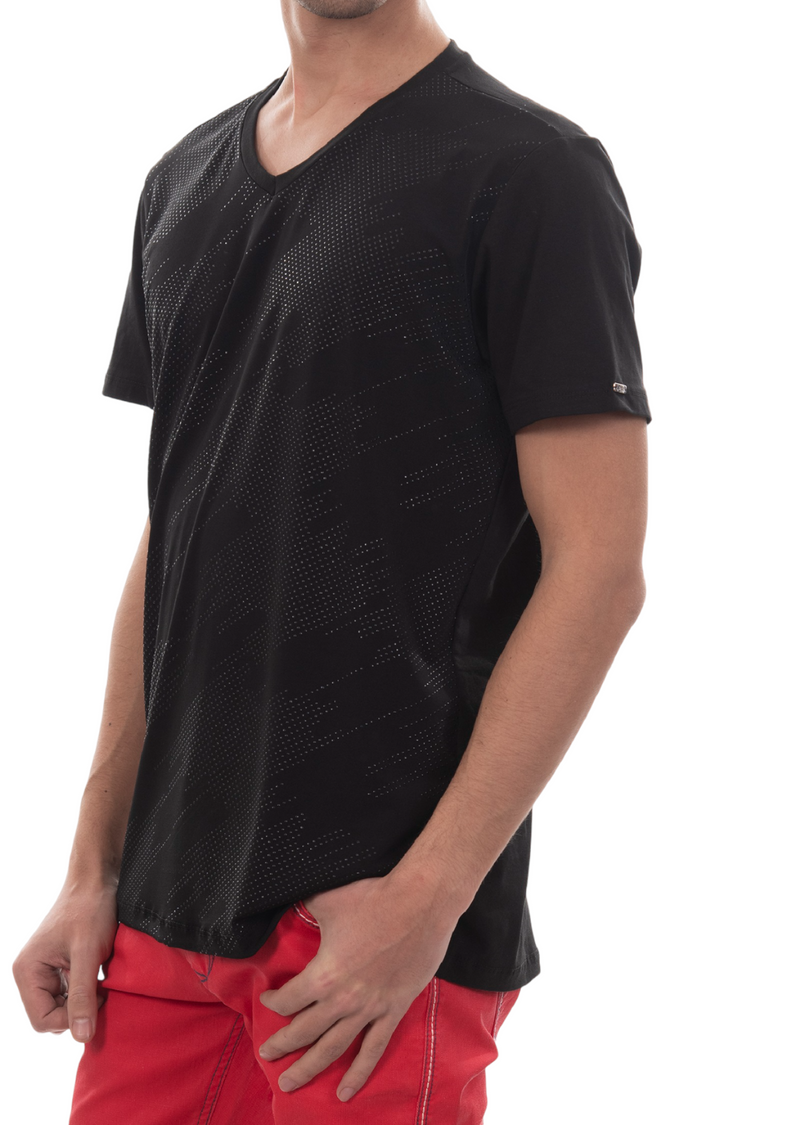 Black Tonal Silicon Studded Tee