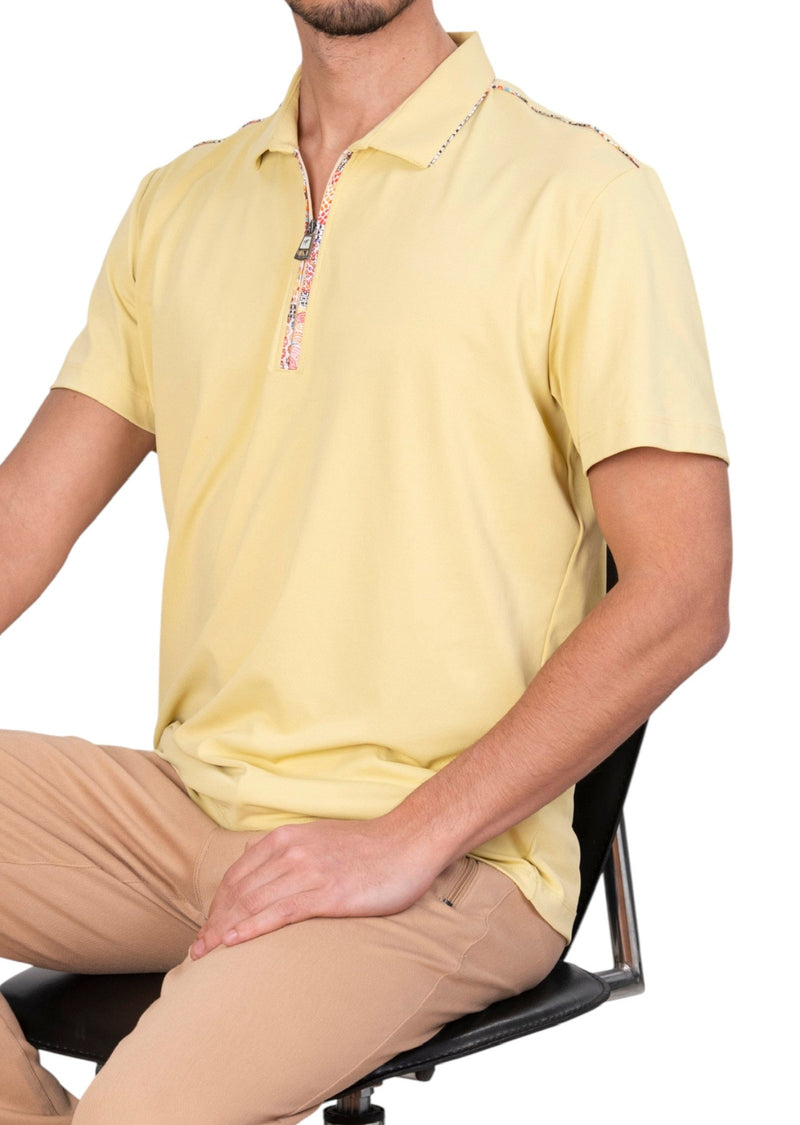 Yellow Luxe Contrast Pique Polo