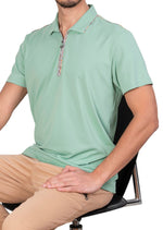 Green Luxe Contrast Pique Polo
