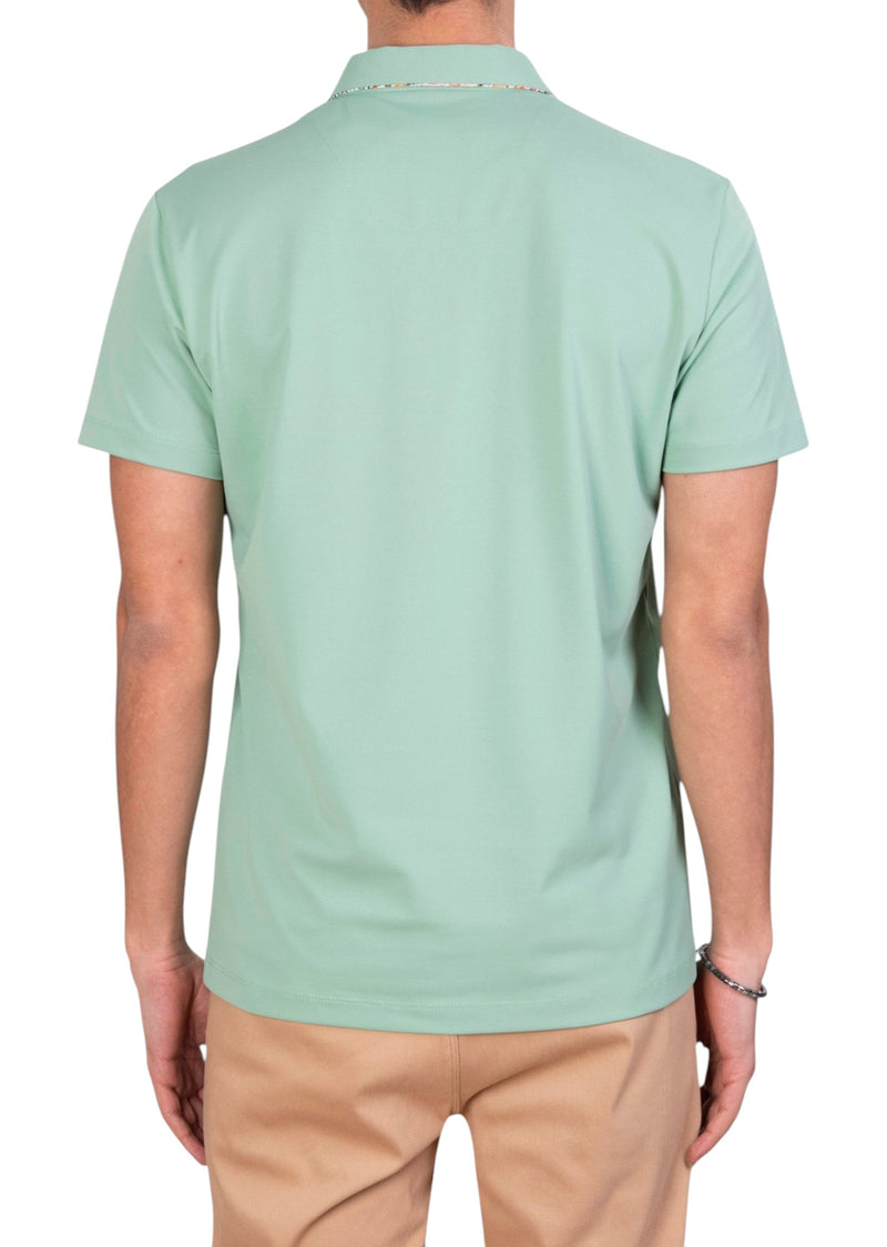 Green Luxe Contrast Pique Polo