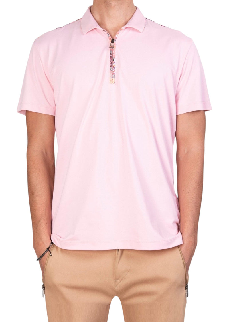 Pink Luxe Contrast Pique Polo