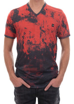 Red Black Tie-Dye Linen Tee