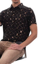 Black Gold Marble Knit Polo