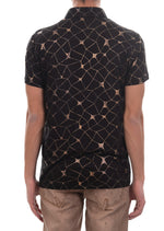 Black Gold Marble Knit Polo