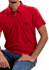 Red Gold Foil Zipper Polo