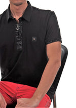 Black Snake Pattern Zipper Polo