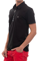 Black Snake Pattern Zipper Polo