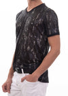 Black Silver Floral Foil Lace Tee