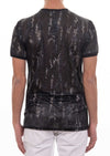 Black Silver Floral Foil Lace Tee