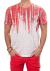 Red Degraded Matrix Linen Tee