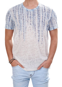 Blue Degraded Matrix Linen Tee