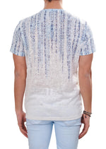 Blue Degraded Matrix Linen Tee