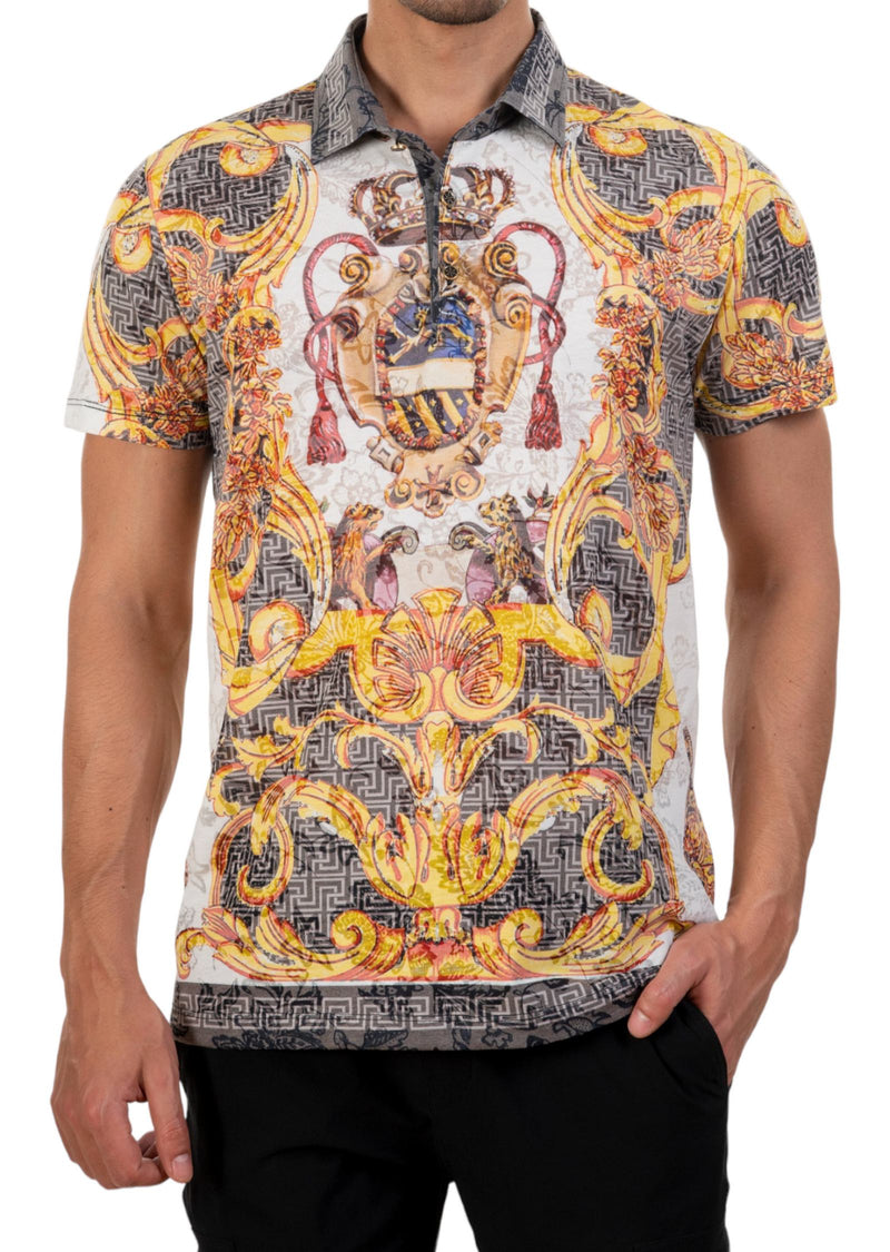 Gold Black Baroque Burn-out Polo