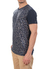 Navy Silver Leopard Sequin Tech Tee