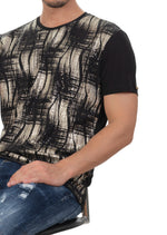 Black Gold Abstract Sequin Tech Tee