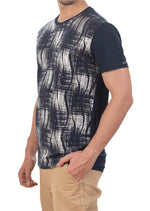 Navy Silver Abstract Sequin Tech Tee