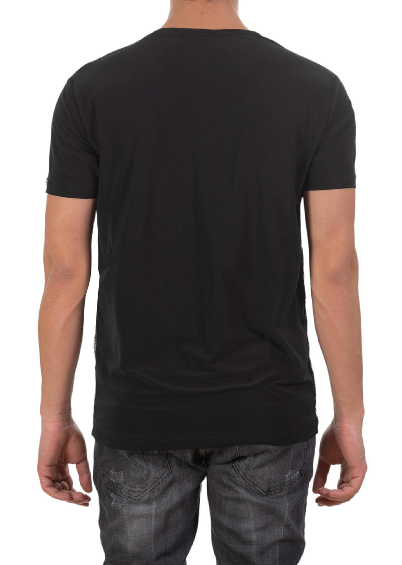 Black Silver Collage Sequin Tech Tee