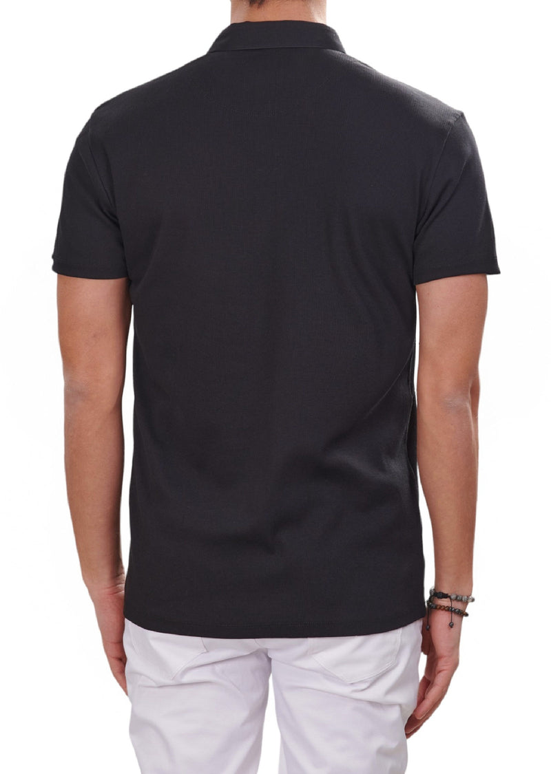 Black Tonal Stripe Class Polo